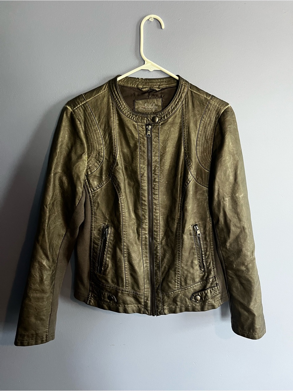 Women's Grey Faux Leather Jacket